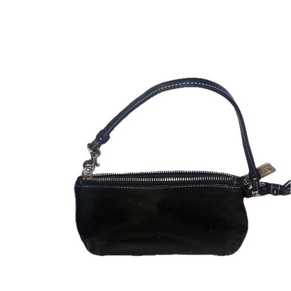 Coach Small Black Leather Wristlet Top Zip Closure Adjustable Strap 7"x4.5" EUC - Picture 8 of 14